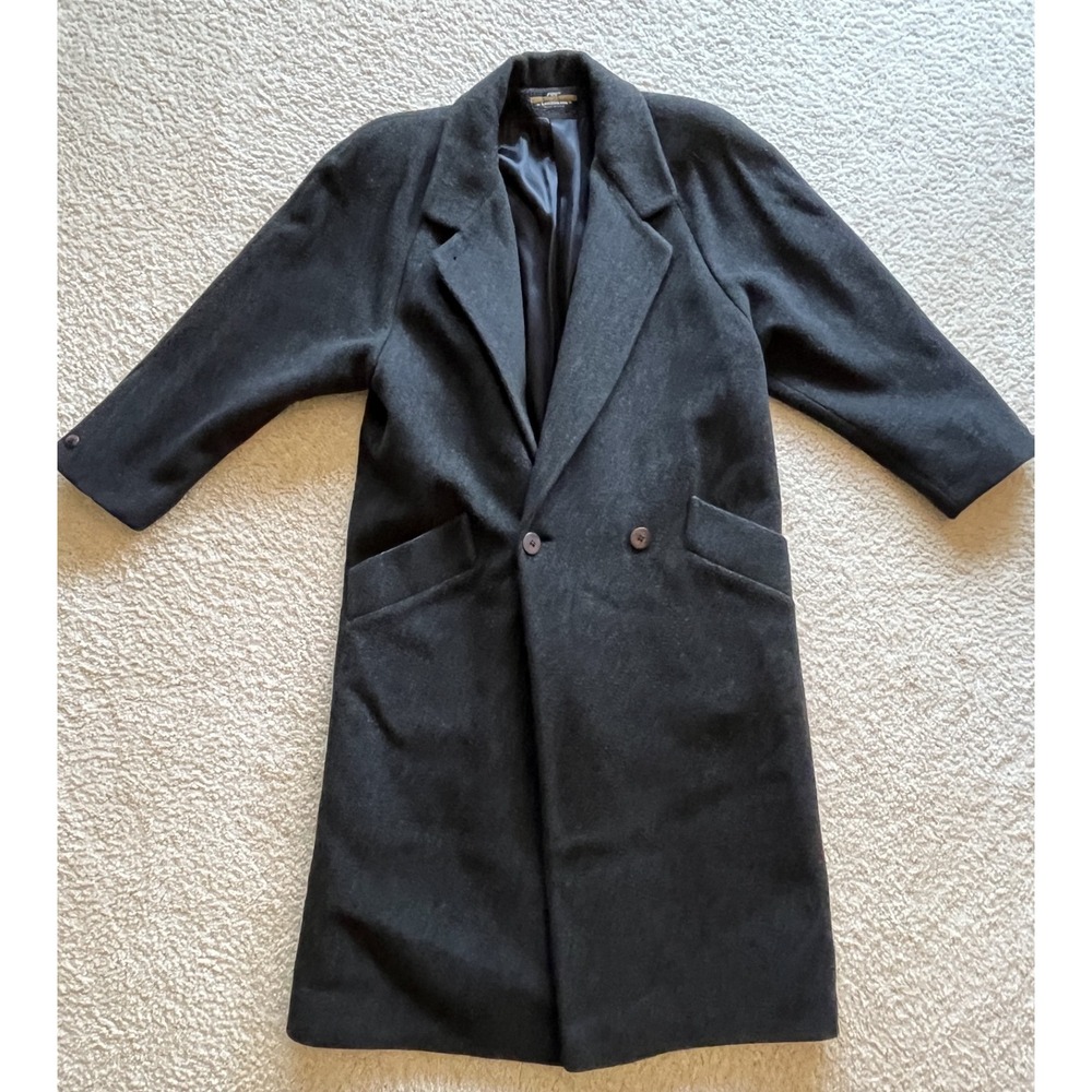 London Fog Charcoal Gray 100% Pure Wool Trench Coat Womens 12 Regular Vintage